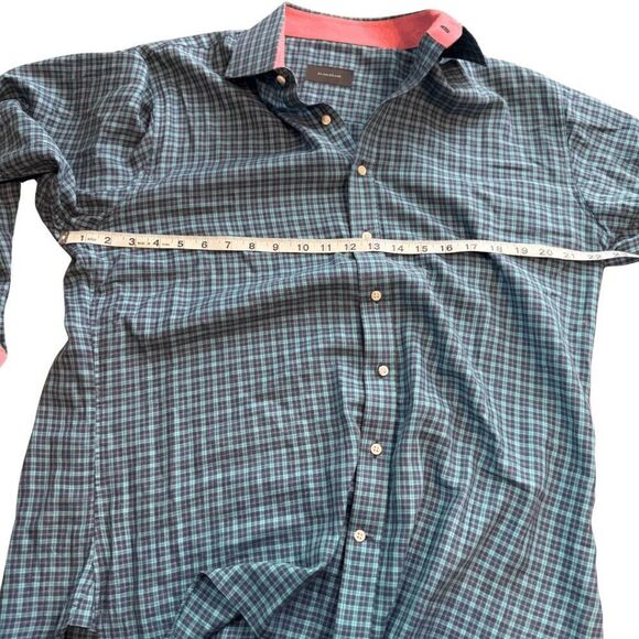 Alton Lane Men's Plaid French Cuffs‎ Button Down Shirt Blue Green Size XL - Picture 7 of 9